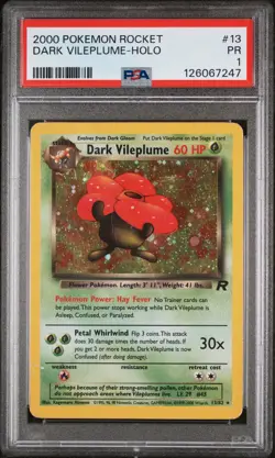 PSA 1 Dark Vileplume 13/82 Team Rocket 2000 Holo Rare WOTC Pokemon Card TCG - Image 1