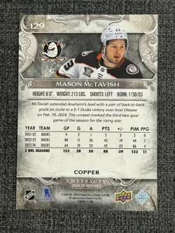 Mason McTavish 2024-25 Upper Deck Artifacts Hockey Copper Base #129 /99 - Image 2