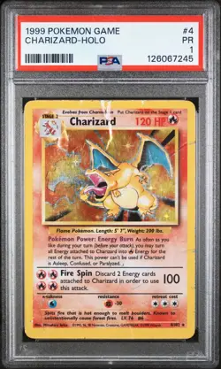 PSA 1 Charizard 4/102 Base Set 1999 Holo Rare WOTC Pokemon Card TCG - Image 1