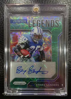 Barry Sanders 2021 Panini Prizm Franchise Legends Green Scope Auto #/49 Lions - Image 1