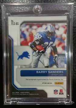 Barry Sanders 2021 Panini Prizm Franchise Legends Green Scope Auto #/49 Lions - Image 2