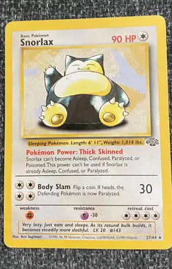 Snorlax Pokemon Card - Jungle Set 27/64 - Rare Non Holo 1999 Ex-nm - Image 1