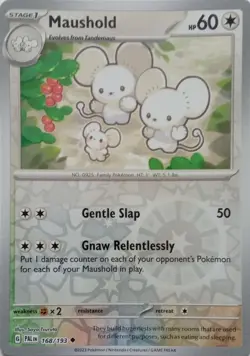 168/193 MAUSHOLD REVERSE HOLO PALDEA EVOLVED POKEMON CARD - Image 1