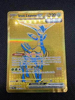 Pokemon TCG Iron Leaves EX Prismatic Evolutions Holo Card 176/131 Gold - Image 1