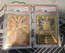 Celebrations UPC CHARIZARD #102 & Pikachu #58 Gold Metal Card Promo PSA 8 Set - Image 1