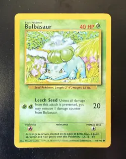 Bulbasaur 044/102 Base Set Regular Unlimited Common Card Pokemon TCG Vintage LP - Image 1