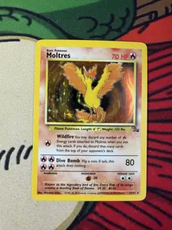 Moltres Fossil 12/62 Holo Rare Unlimited Pokemon HP - Image 1