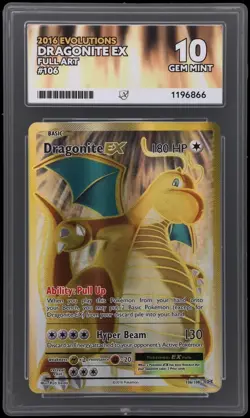 Pokemon Dragonite-EX XY Evolutions Full Art 106/108 ACE 10 Perfect Sub Grades - Image 1