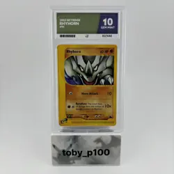 Pokemon Rhyhorn 91/144 Skyride 91 TCG 2003 #91 - POP 1 - ACE 10 - Image 1