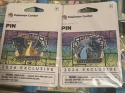 2026 Exclusive Pokemon Center NAIC Mega Charizard X and Y Pins (PKC Exclusive) - Image 1