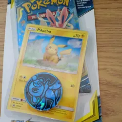 Pokemon TCG Sun & Moon Unbroken Bonds Blister Pack Pikachu Holo Promo with coin - Image 3
