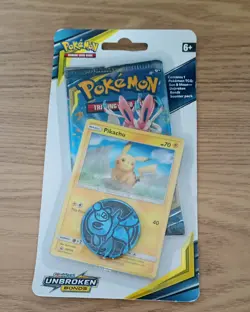 Pokemon TCG Sun & Moon Unbroken Bonds Blister Pack Pikachu Holo Promo with coin - Image 4