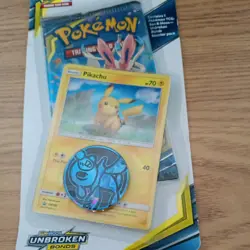 Pokemon TCG Sun & Moon Unbroken Bonds Blister Pack Pikachu Holo Promo with coin - Image 5