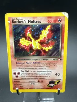 Rocket's Moltres - 12/132 Gym Heroes Unlimited Holo Rare Pokemon - SWIRL - Image 2