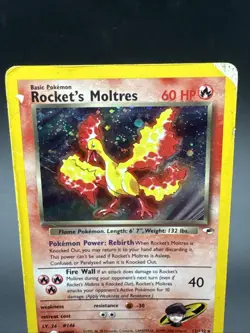 Rocket's Moltres - 12/132 Gym Heroes Unlimited Holo Rare Pokemon - SWIRL - Image 3
