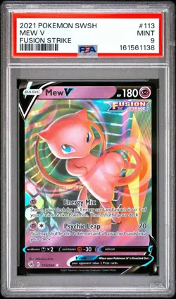 2021 POKEMON FUSION STRIKE #113 MEW V PSA 9 MINT - Image 1