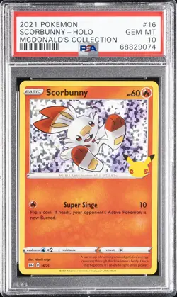 2021 POKEMON MCDONALD'S COLLECTION #16 SCORBUNNY-HOLO PSA 10 - Image 1