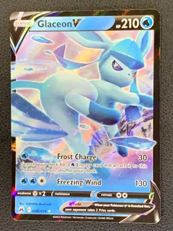 Glaceon V 038/159 Ultra Rare Holo Crown Zenith Sword & Shield Pokemon - Image 1