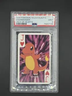 Pokemon Charmander Jack of Hearts Televi-kun Playing Card Poker 1998 PSA 9 - Image 1