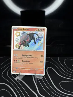 Pokemon TCG Paldean Tauros 111/091 Shiny Rare Holo SV Paldean Fates EN HP130 - Image 1