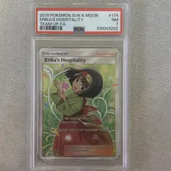 2019 Pokemon Sun And Moon Team Up Erikas Hospitality Full Art 174/171 PSA 7 - Image 1