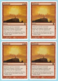 Obliterate x4 4x 2003 MTG Core Set 8th Edition PLAYSET Red Rare Sorcery NM AZ1 - Image 1