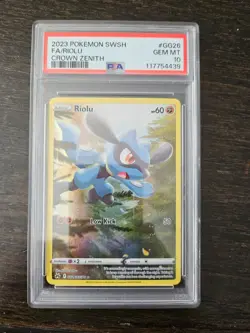 2023 POKEMON SWORD AND SHIELD CROWN ZENITH #GG26 FA/RIOLU CROWN ZENITH PSA 10 - Image 1