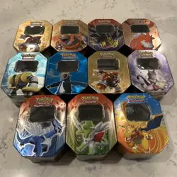 EMPTY Lot of 11 Pokemon TCG Tins Charizard Mewtwo Dialga DP Era - Image 1
