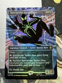 Spectacular Spider-Man (0238) Textured Foil Borderless MTG Stealth suit. - Image 1