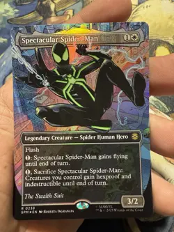 Spectacular Spider-Man (0238) Textured Foil Borderless MTG Stealth suit. - Image 2