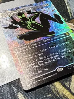 Spectacular Spider-Man (0238) Textured Foil Borderless MTG Stealth suit. - Image 3