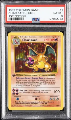 1999 POKEMON BASE SET 1ST EDITION #4 CHARIZARD-HOLO PSA 6 - Image 1