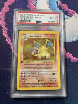 1999 Pokemon FRENCH 1st Edition Base Set Dracaufeu Charizard Holo 4/102 PSA 6 - Image 5