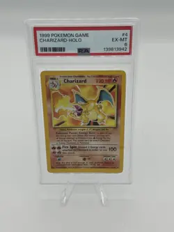 1999 Pokemon TCG Charizard Base Set Holo Unlimited Rare Card 4/102 PSA 6 EX-MT - Image 1