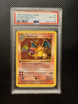 1999 Pokemon Charizard Base Set 1st Edition Shadowless Holo Rare 4/102 PSA 6 - Image 1