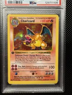 1999 Pokemon Charizard Base Set 1st Edition Shadowless Holo Rare 4/102 PSA 6 - Image 3