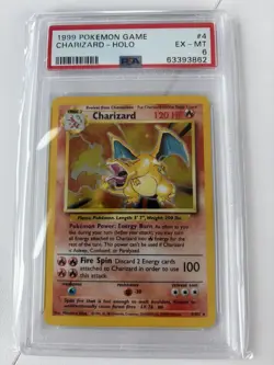 Pokemon TCG Charizard Card 4/102 WOTC 1999 Rare Holo Base Set PSA 6 - Image 1