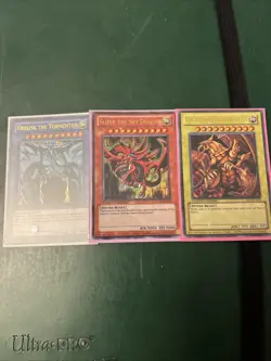 YUGIOH GOD CARDS SET ULTRA RARE LIMITED ED (OBELISK, SLIFER, RA) LC01-EN001/2/3 - Image 1