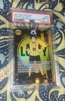 PSA 10 Monkey D Luffy ST13-003 BVB Borussia Dortmund ONE PIECE Matchday Promo EN - Image 1