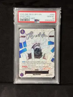 2025 ONE PIECE OP11-A FIST OF DIVINE SPEED ALTERNATE ART #080 GEAR TWO PSA 10 - Image 1