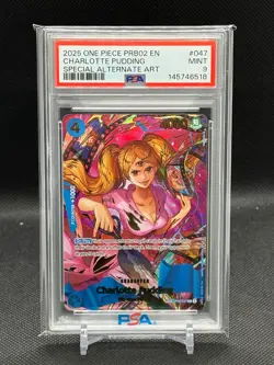 2025 ONE PIECE PREM BOOSTER SPECIAL ALTERNATE ART #047 CHARLOTTE PUDDING PSA 9 - Image 1