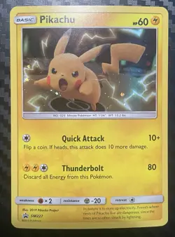 Pokemon Pikachu TCG Holo Card Black Star Promo SM227 - Image 1