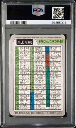 (PSA 8) 1997 Bandai Starters Checklist 000 Pocket Monsters Carddass Pokemon Card - Image 2