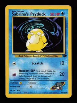 Sabrina's Psyduck 99/132 Unlimited Common Gym Challenge Pokemon Cards - Image 1