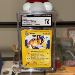Pokemon 2002 Expedition Raichu Card 61/165 CGC 10 Gem Mint - Image 1