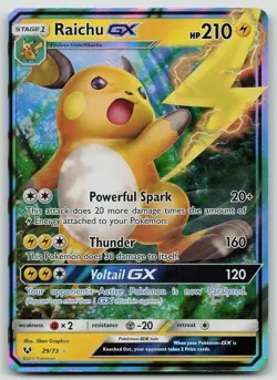 Pokemon Raichu GX 29/73 Shining Legends GX Rare Holo NM - Image 1