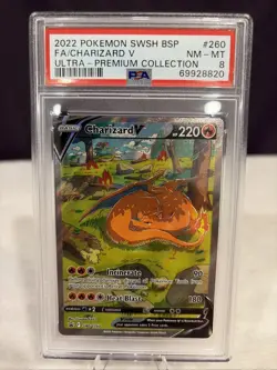 2022 Pokemon SWSH BSP Ultra Premium Collection #260 Charizard V PSA 8 - Image 1