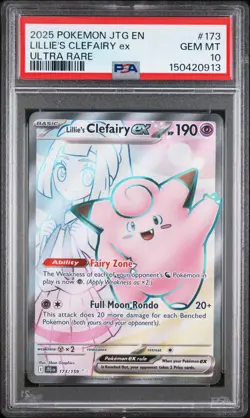 Lillie's Clefairy ex 173/159 Journey Together Ultra Rare GEM MINT Pokemon PSA 10 - Image 1