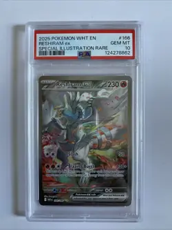 2025 Pokemon White Flare Reshiram ex Special Illustration Rare #166/086 PSA 10 - Image 1