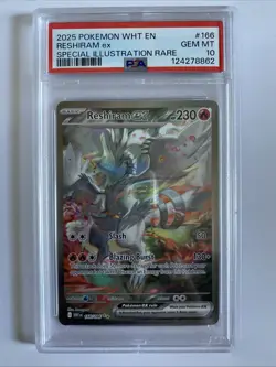 2025 Pokemon White Flare Reshiram ex Special Illustration Rare #166/086 PSA 10 - Image 3